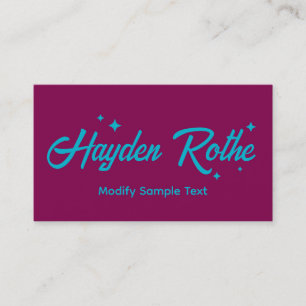 Cartão De Visita Estrelas de Tipografia Retro Burgundy