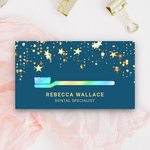 Cartão De Visita Estrelas Douradas Confetti Rainbow Toothbrush Dent