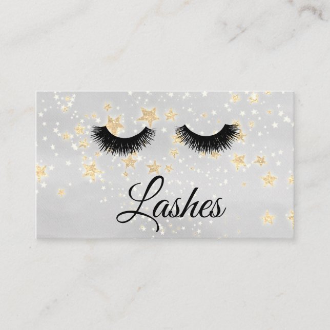 Cartão De Visita *~* Estrelas Douradas Meninas Lashes Extensões Bri (Frente)