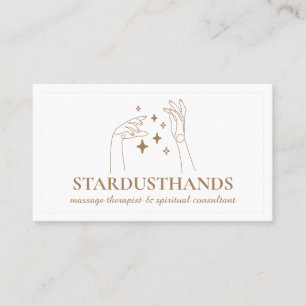Cartão De Visita Estrelas Espiritais Marrons Mãos Terapêutica Massa