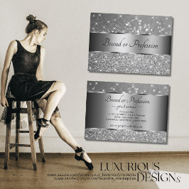 Cartão De Visita Estrelas Luxuosas de cinzas luminosas de prata