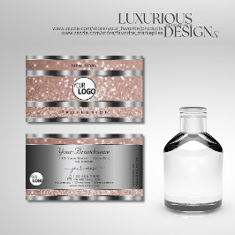 Cartão De Visita Estrelas Luxuosas de Rosa com brilho Dourado e Pra