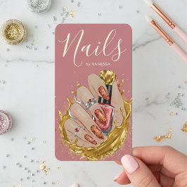 Cartão De Visita Estúdio Chic de Arte em Unhas Artista Manicure Ros