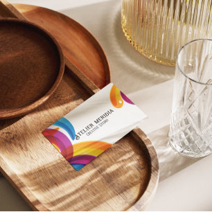 Cartão De Visita Estúdio Criativo Colorido com Código QR