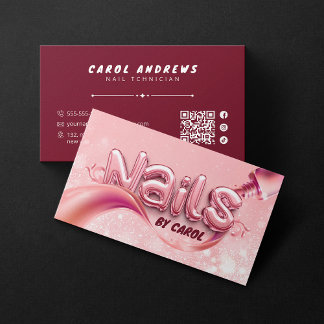 Cartão De Visita Estúdio de Arte de Unhas Técnico de Unhas Moderno