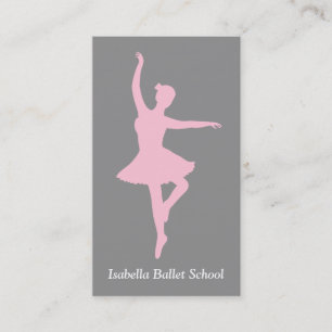 Cartão De Visita Estúdio de Ballet Bailarina Rosa Instrutora Cinza