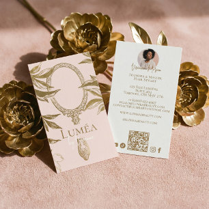 Cartão De Visita Estúdio de Cabelo Salão de Beleza Rosa Bege Luxo D