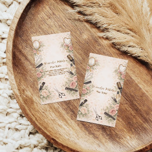 Cartão De Visita Estúdio de Cabelos Floral Romântico Branding