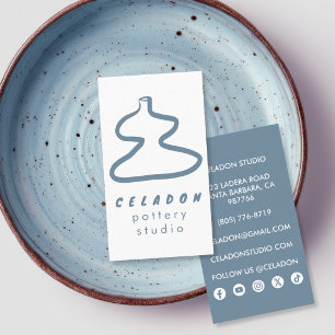 Cartão De Visita Estúdio de Cerâmica Elegante Ícones Desenhados à M