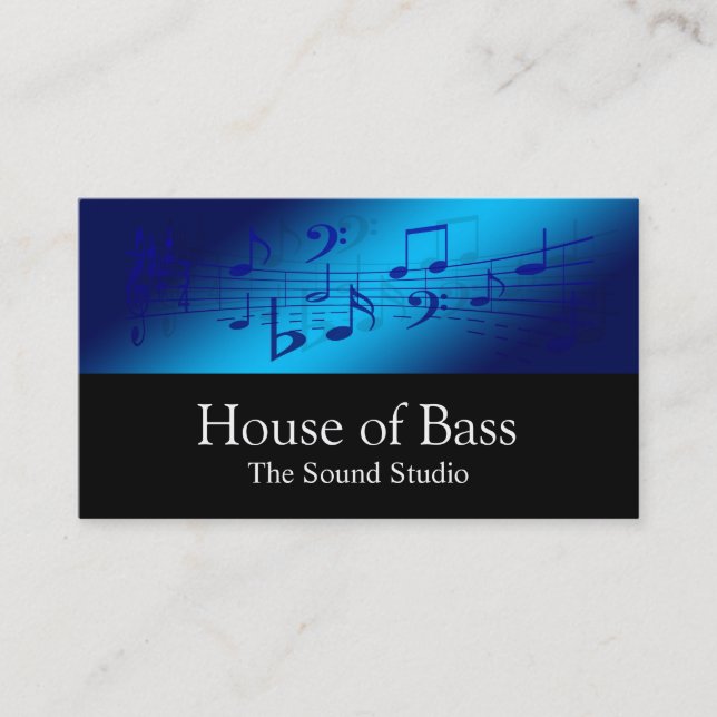 Cartão De Visita Estúdio de Gravação Profissional Blue Music (Frente)