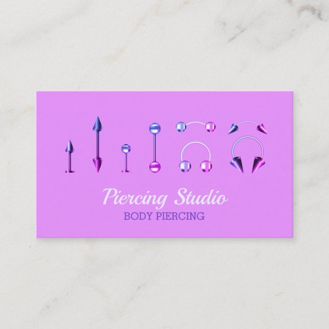 Cartão De Visita Estúdio de Piercing Corporal elegante (Frente)