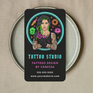Cartão De Visita Estúdio de Tatuagem Artista de Tatuagem Profission