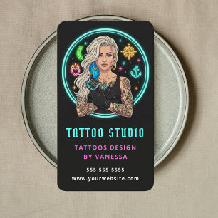 Cartão De Visita Estúdio de Tatuagem Artista de Tatuagem Tatuador P