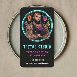 Cartão De Visita Estúdio de Tatuagem de Artista de Tatuagem Profiss