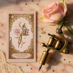 Cartão De Visita Estúdio de Tatuagem de Luxo Tattoo Artist Celestia