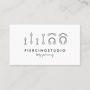 Cartão De Visita Estúdio de Tatuagem Piercing Cinza