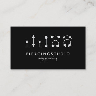 Cartão De Visita Estúdio de Tatuagem Piercing Preto