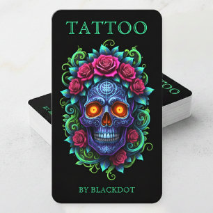 Cartão De Visita Estúdio de Tatuagem Profissional Tatuador Caveira