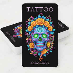 Cartão De Visita Estúdio de Tatuagem Tatuador Profissional Caveira 