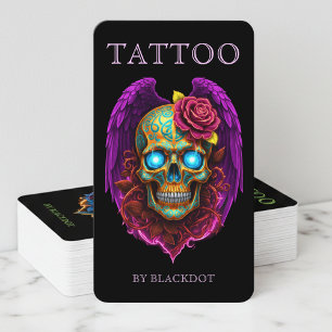 Cartão De Visita Estúdio de Tatuagem Tatuador Profissional Crânio A