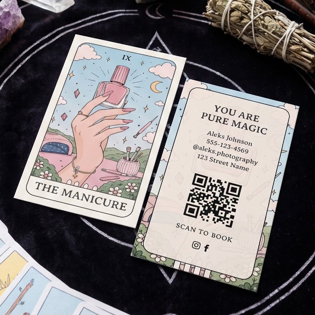 Cartão de Visita Estúdio de Unhas Boho Tarot Celes (Criador carregado)
