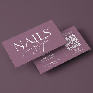 Cartão De Visita Estúdio de Unhas de Técnico de Unhas Minimal Rosa 
