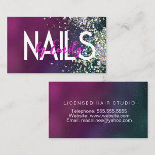 Cartão De Visita Estúdio de Unhas Designer Arte Galáxia