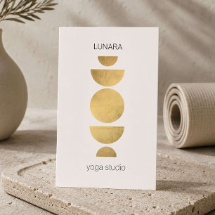 Cartão De Visita Estúdio de Yoga Geométrico Minimalista Marfim