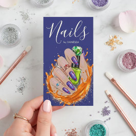 Cartão De Visita Estúdio Moderno de Arte de Unhas Artista Manicure