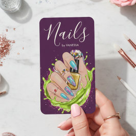 Cartão De Visita Estúdio Moderno de Arte de Unhas Artista Manicuris