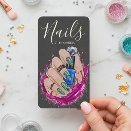Cartão De Visita Estúdio Moderno de Arte de Unhas Manicure Artista
