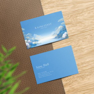 Cartão De Visita Ethereal Chinoiserie Paisagem Azul Floral Branca