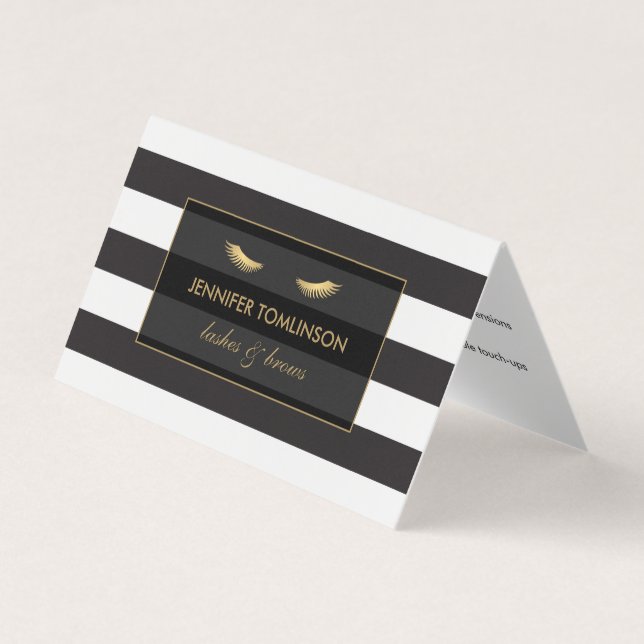 Cartão De Visita Etilashes do ouro com faixas após o tratamento dob (Frente)