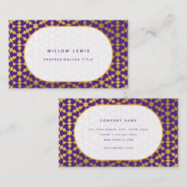 Cartão De Visita Etnia marroquina Roxo e profissional Dourado