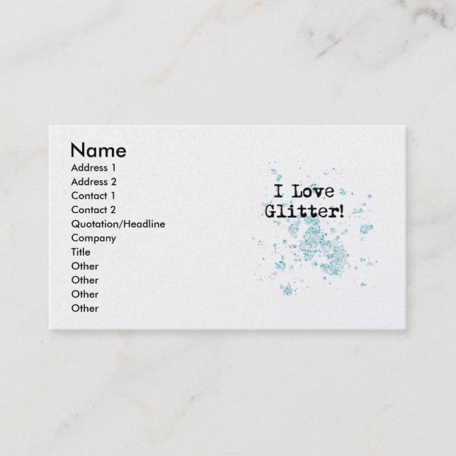 Cartão De Visita Eu Adoro Glitter! (Frente)