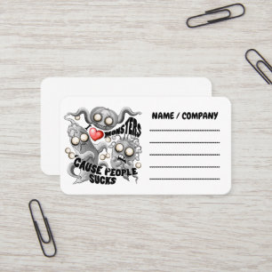 Cartão De Visita Eu adoro monstros porque Pessoas são péssimas