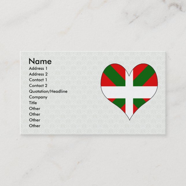 Cartão De Visita Eu amo o Basque (Frente)