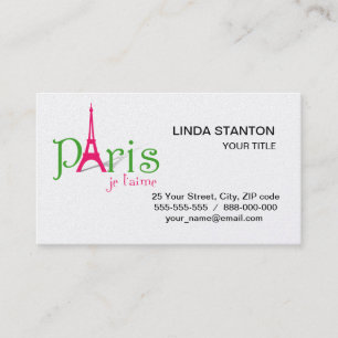 Cartão De Visita Eu amo Paris