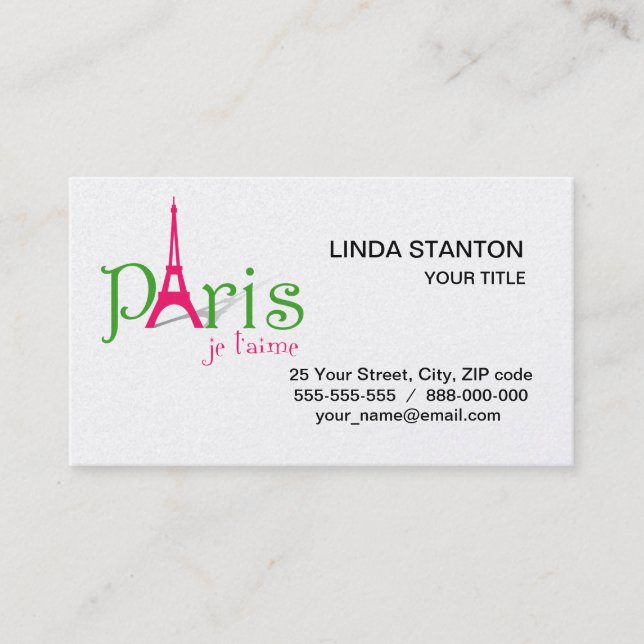 Cartão De Visita Eu amo Paris (Frente)