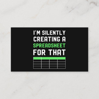 Cartão De Visita Eu estou silenciosamente criando uma Planilha para