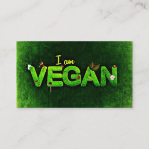 Cartão De Visita Eu Sou Vegan Escrito Com Uma Textura De Natureza G