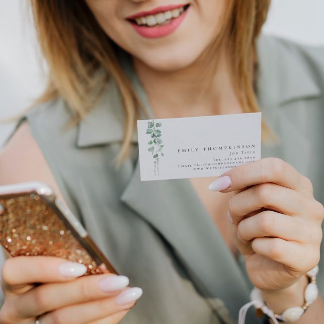 Cartão De Visita Eucalipto Moderno Botânico Qualquer Profissão (Criador carregado)