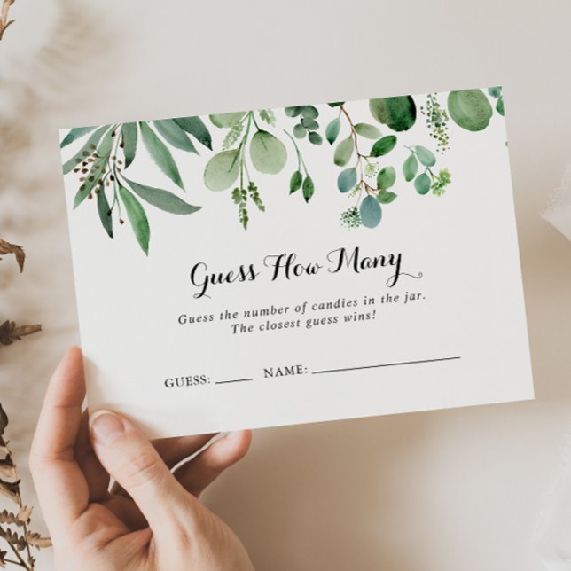 Cartão De Visita Eucalipto Verde Adivinha Quantos Placas De Jogo (Criador carregado)