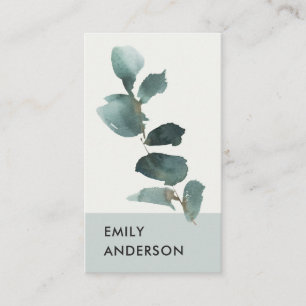 CARTÃO DE VISITA EUCALYPTUS COR DE ÁGUA DO RAMO DA FOLHA DA CINZA 