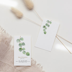 Cartão De Visita Eucalyptus Leaf verde minimalista Dourado