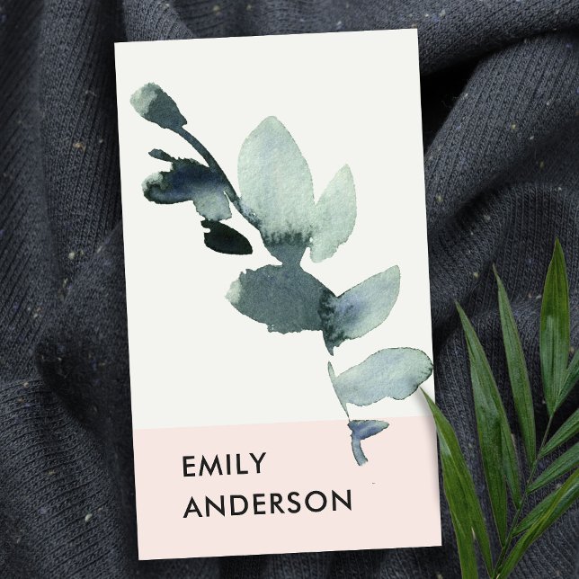 CARTÃO DE VISITA EUCALYPTUS PINK FOLIAGE BRANCH WATERCOLOR (Criador carregado)