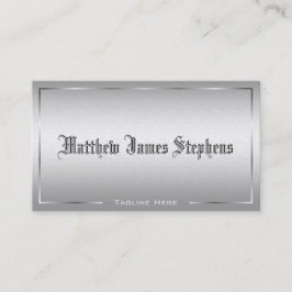 Cartão De Visita Europeu Metálico Elegante Moderno de Prata Profiss