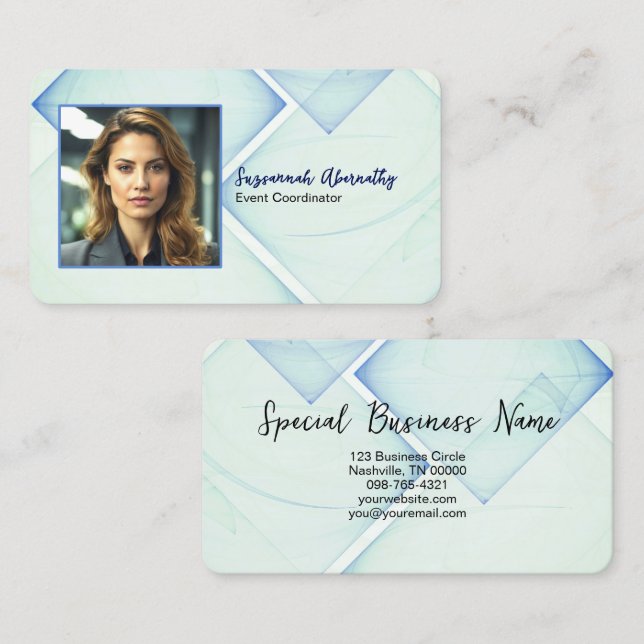 Cartão De Visita Event Coordinator  Professional Square Photo  (Frente/Verso)