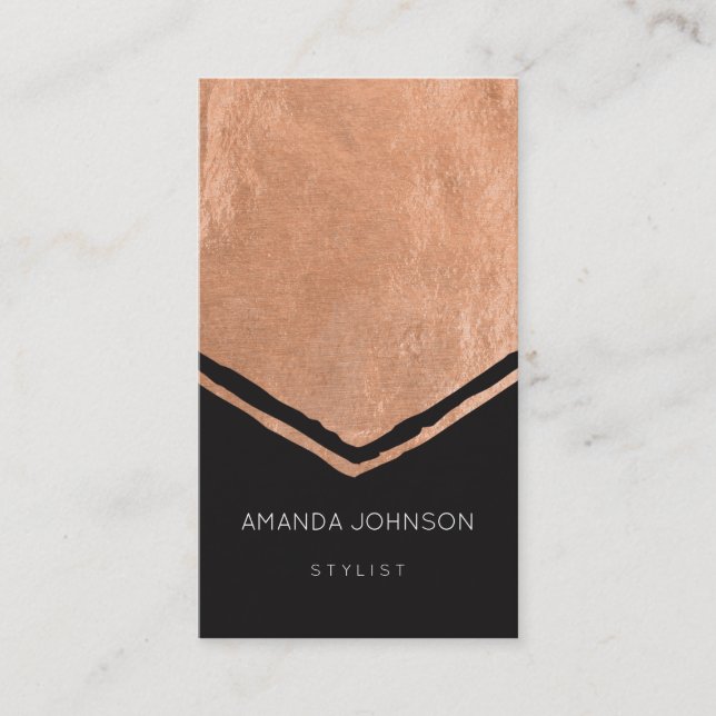 Cartão De Visita Evento de Stylist Geométrico Rosa Rosa Rosa Dourad (Frente)