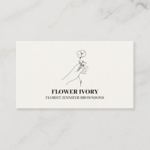 Cartão De Visita Evento Flor Feminina Bege Marfim